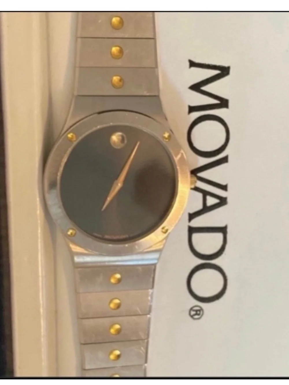 Movado Two-Tone Silver and Gold Women's Large Face Bracelet Watch - Picture 3 of 3